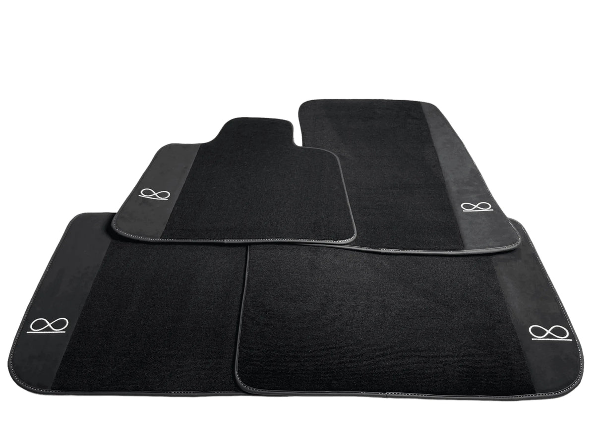 Black Floor Mats For Rolls Royce Black Badge Ghost Fluorescent Logo - AutoWin
