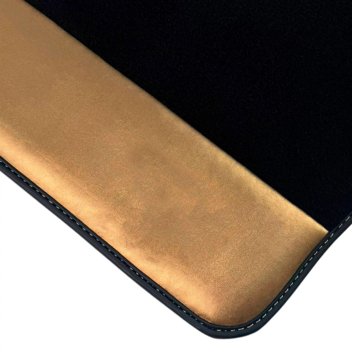 Black Floor Mats for Rolls Royce Cullinan (2018-2025) with Golden Leather