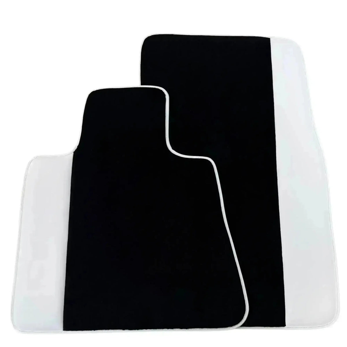 Black Floor Mats for Rolls Royce Cullinan 2018-2025 with White Leather | White Trim