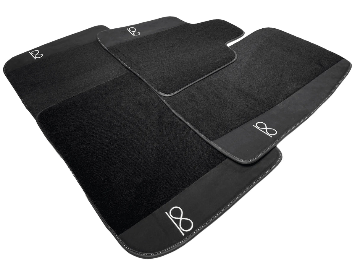 Black Floor Mats For Rolls Royce Phantom VIII (2017-2024) Black Badge Fluorescent Logo