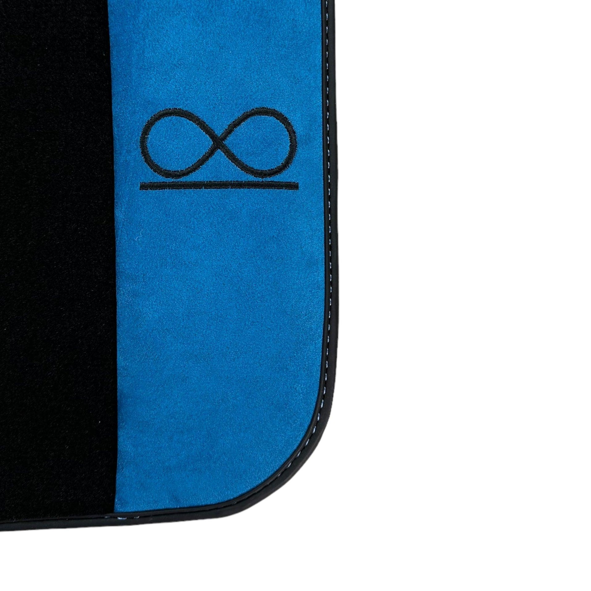 Black Floor Mats For Rolls Royce Spectre (2023-2024) Blue Alcantara Leather - AutoWin