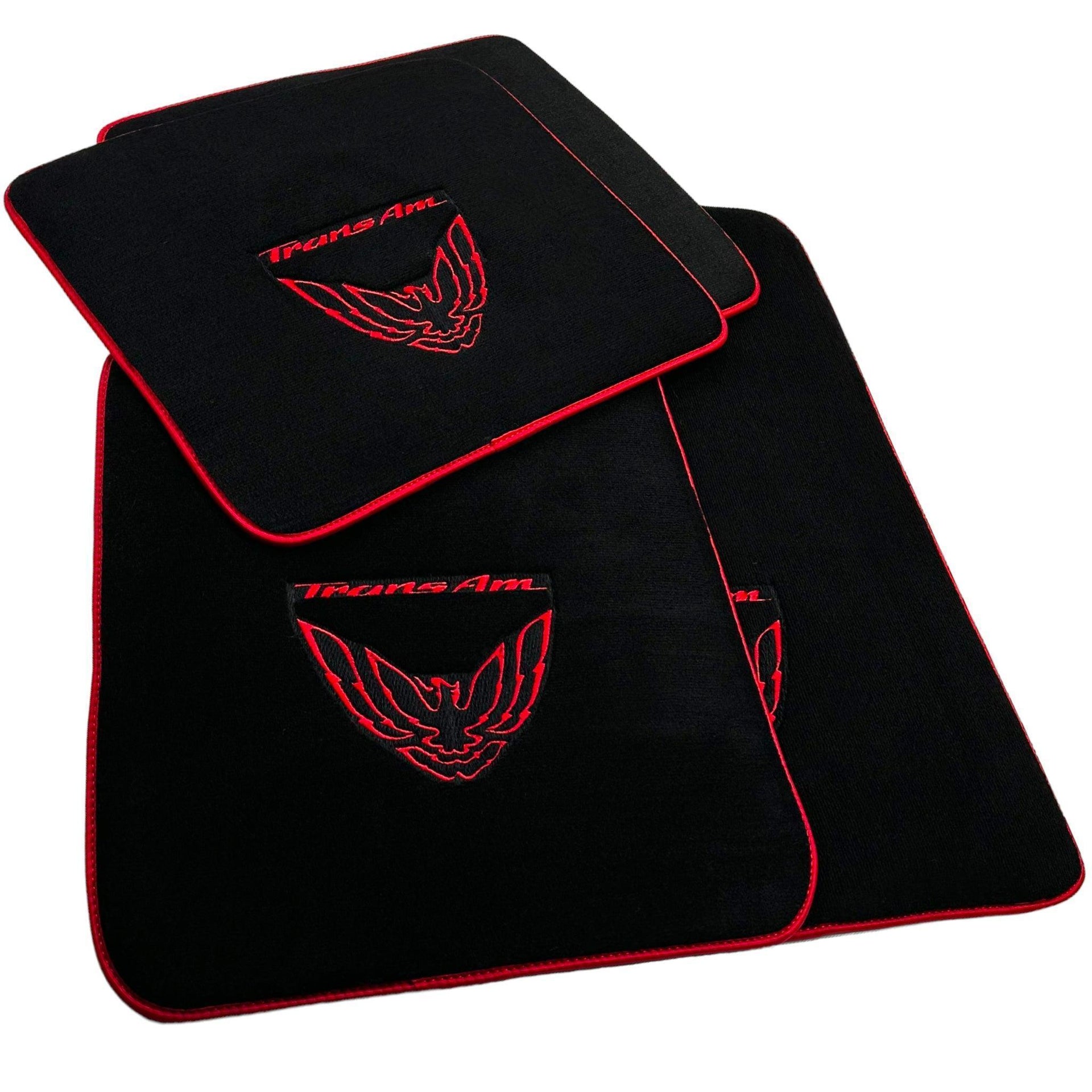 Black Floor Mats Red Trim for Pontiac FireBird (1970-1981) Trans Am - AutoWin
