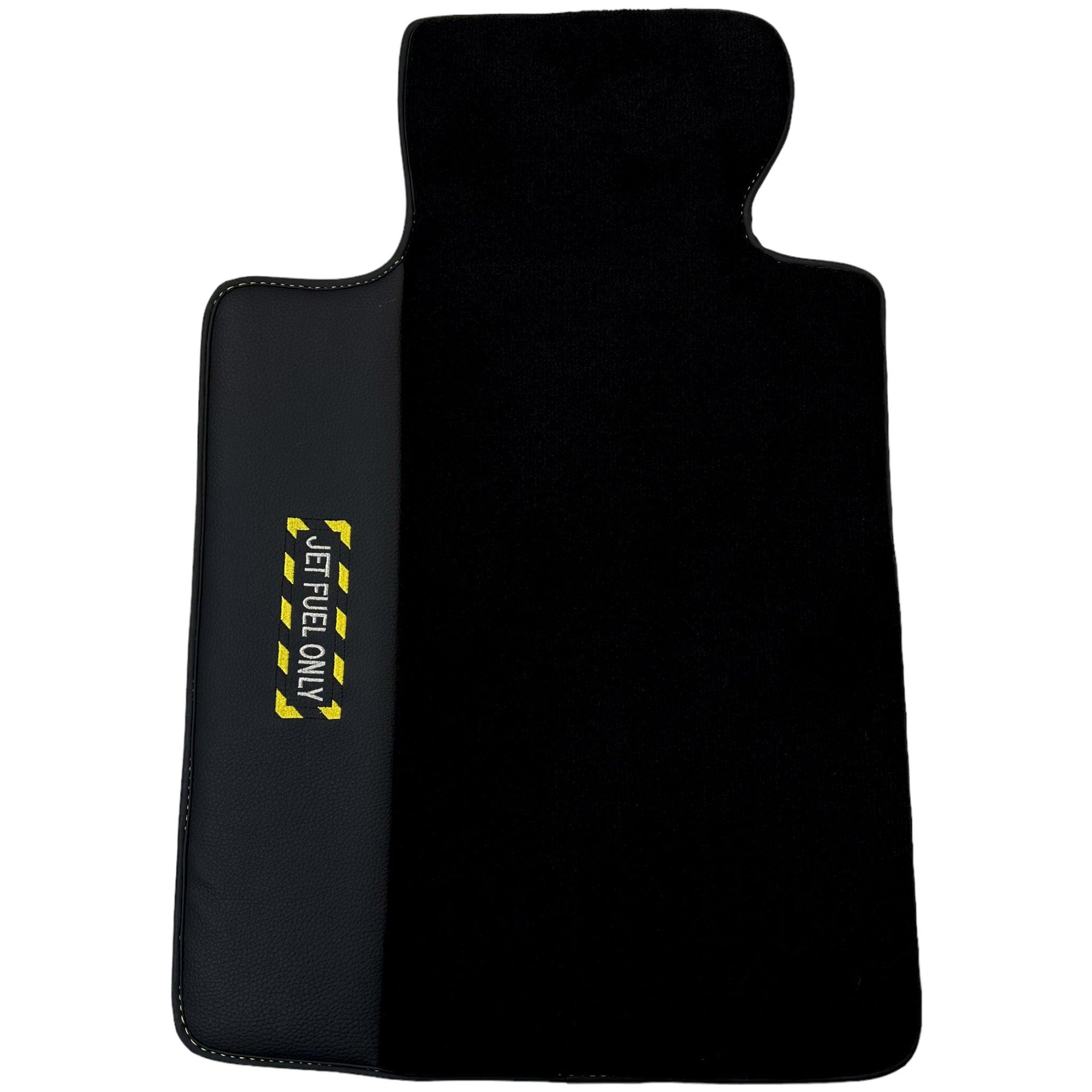 Black Floor Mats with Leather for BMW M3 G81 Touring (2022-2026) - "Jet Fuel Only" - AutoWin