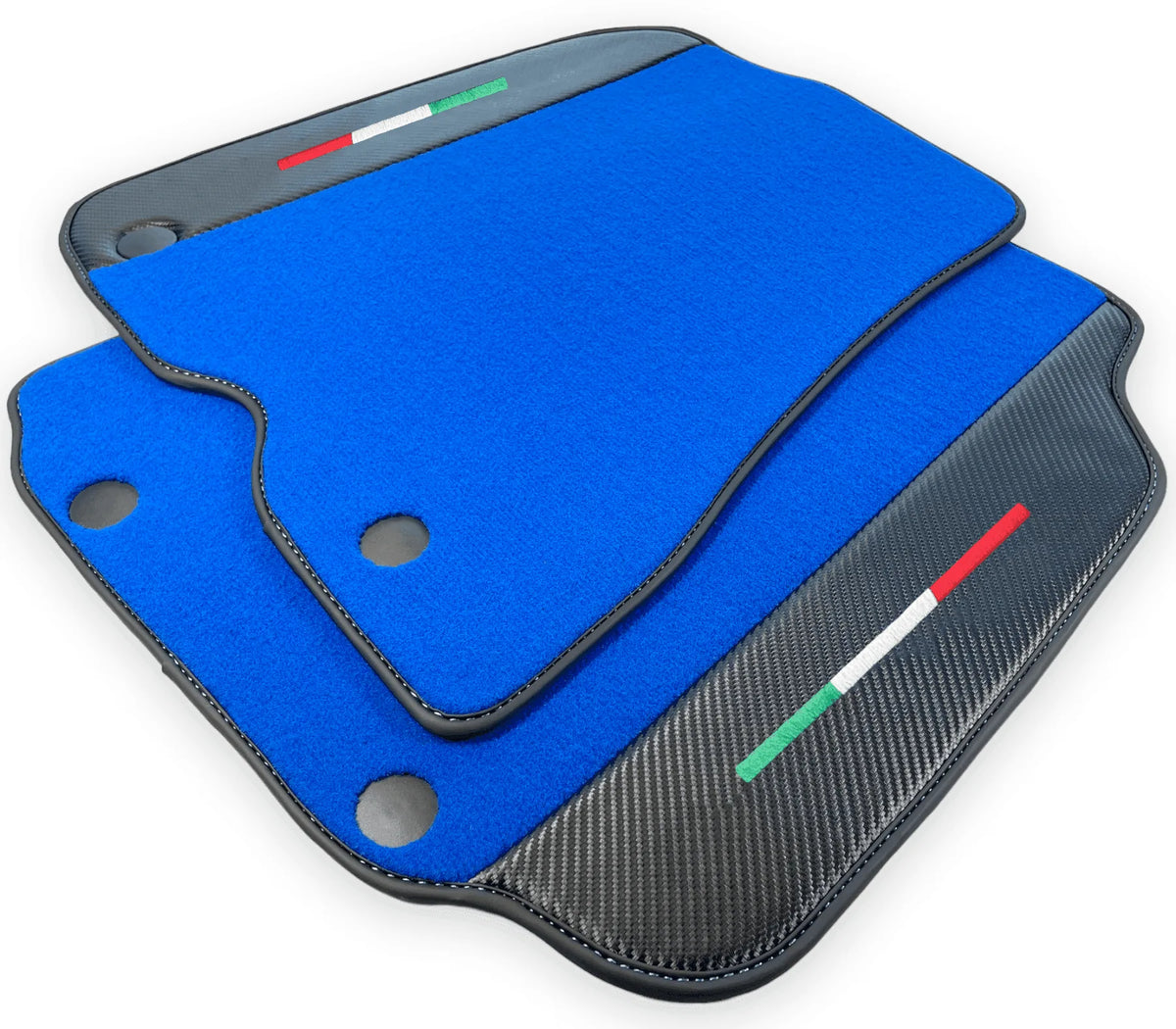Blue Floor Mats For Ferrari 812 GTS (2019-2023) With Carbon Fiber Leather