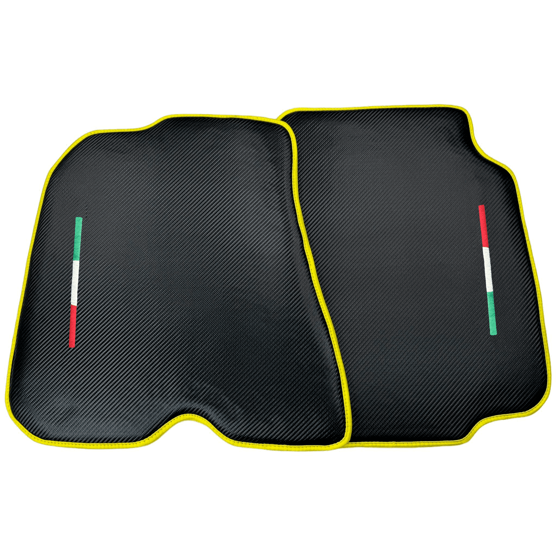 Carbon Fiber Floor Mats for Ferrari F12 Berlinetta (2012-2022) | Yellow Trim - AutoWin