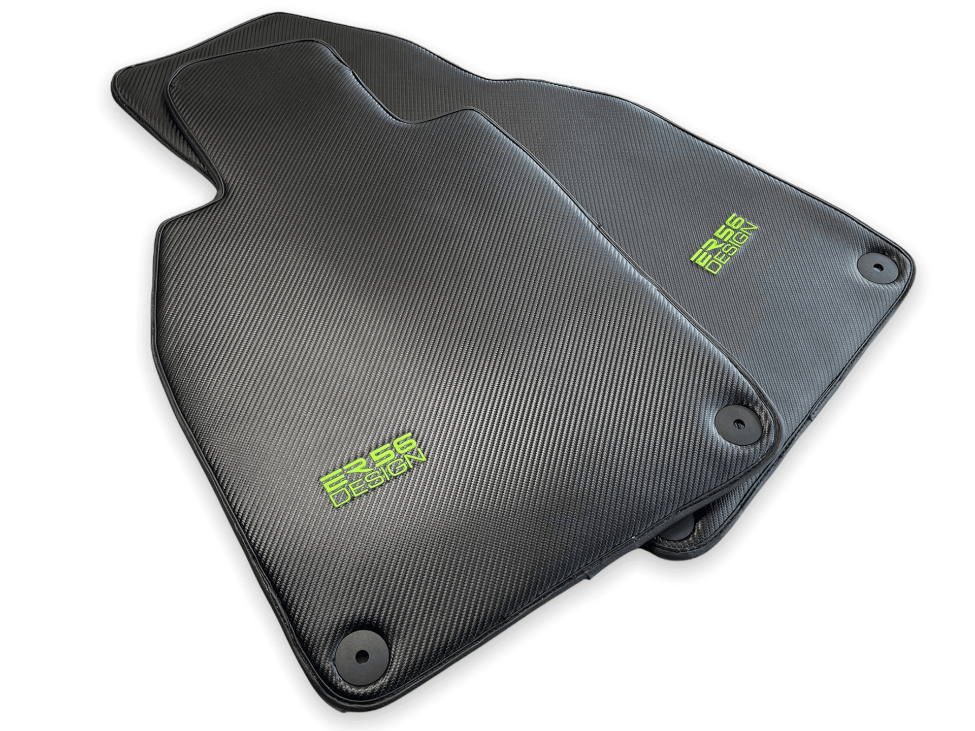 Carbon Fiber Floor Mats for Porsche Panamera (2017-2023) Green Sewing - AutoWin