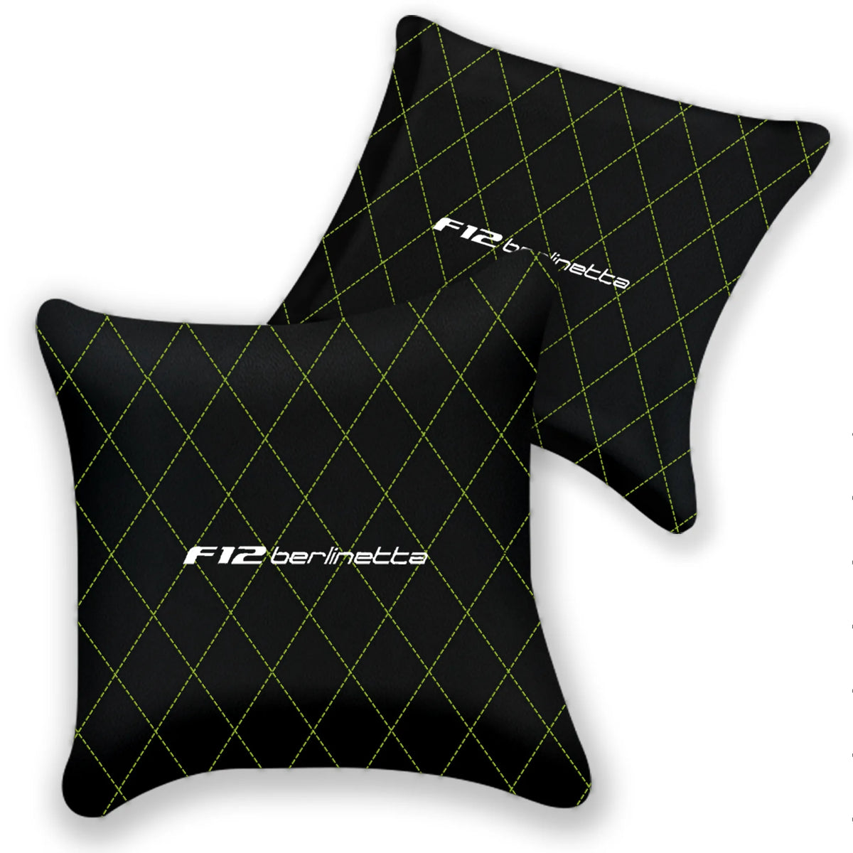 Customizable Black Leather Pillows Set of 2 for Ferrari F12 Berlinetta (2012-2022) - Various Stitching Colors