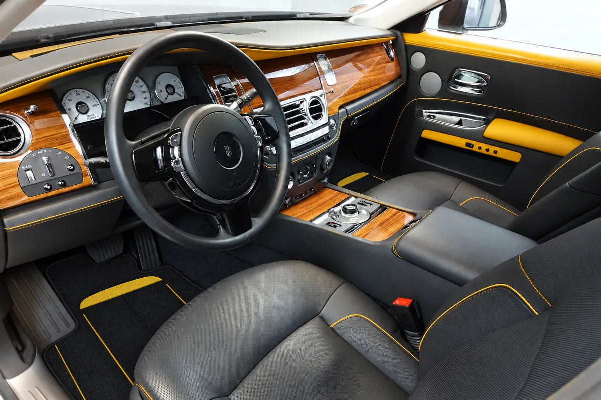 Customizable Leather Floor Mats with AW31 Pattern for Rolls Royce Ghost Series I (2010–2020) inside the vehicle