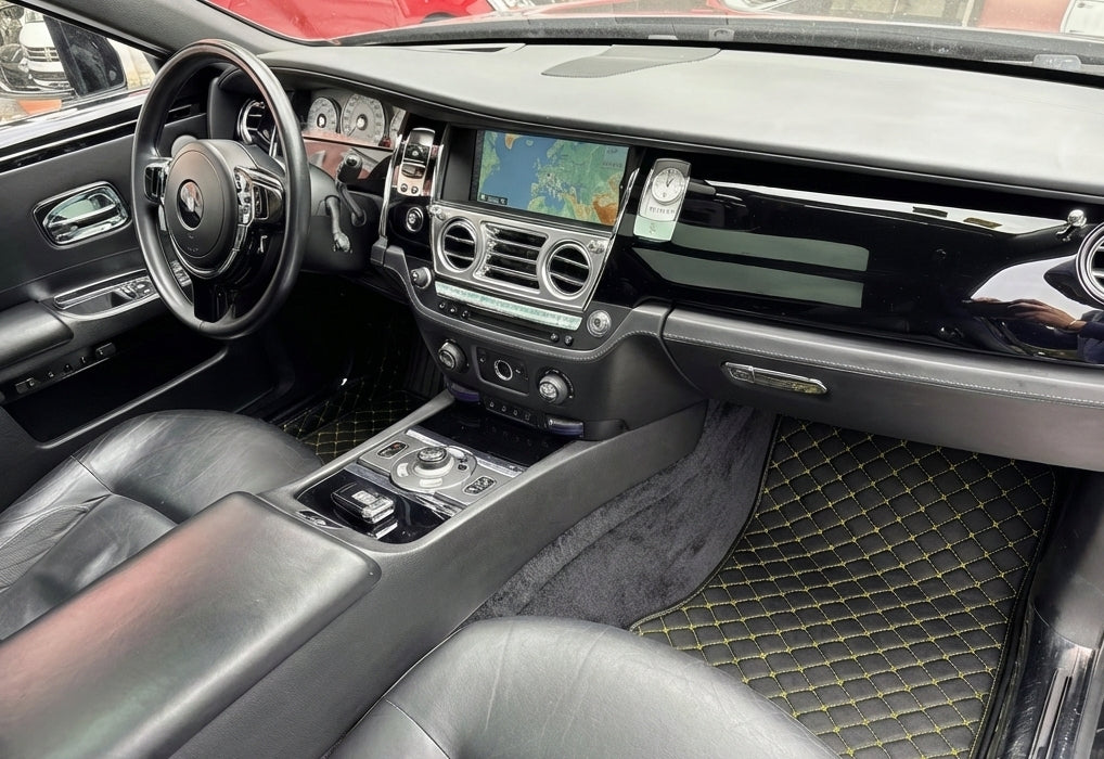 Customizable Leather Floor Mats with Hex Pattern for Rolls Royce Ghost Series I (2010–2020)