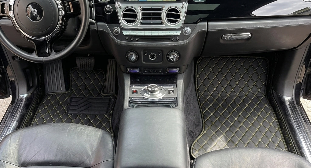 Customizable Leather Floor Mats with Single Diamond Pattern for Rolls Royce Ghost Series I (2010–2020)