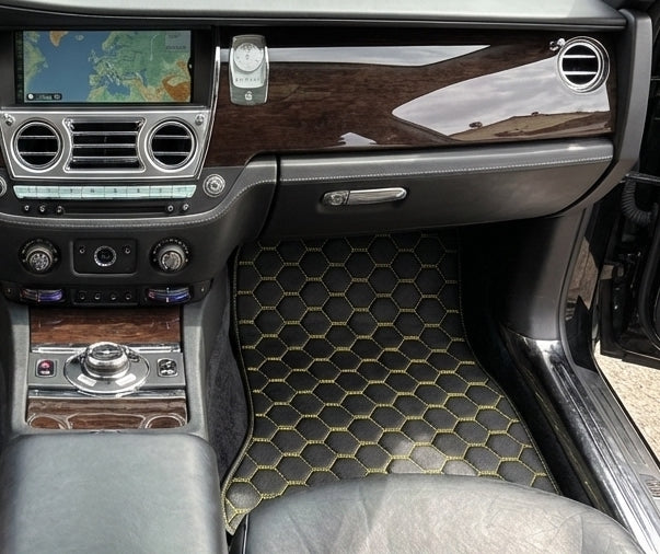 Customizable Leather Floor Mats with Symmetrical Hex Pattern for Rolls Royce Ghost Series I (2010–2020)