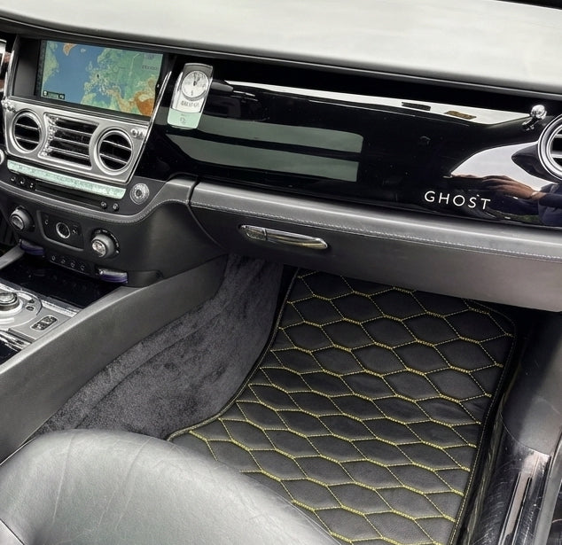 Customizable Leather Floor Mats with Viper Hex Pattern for Rolls Royce Ghost Series I (2010–2020)