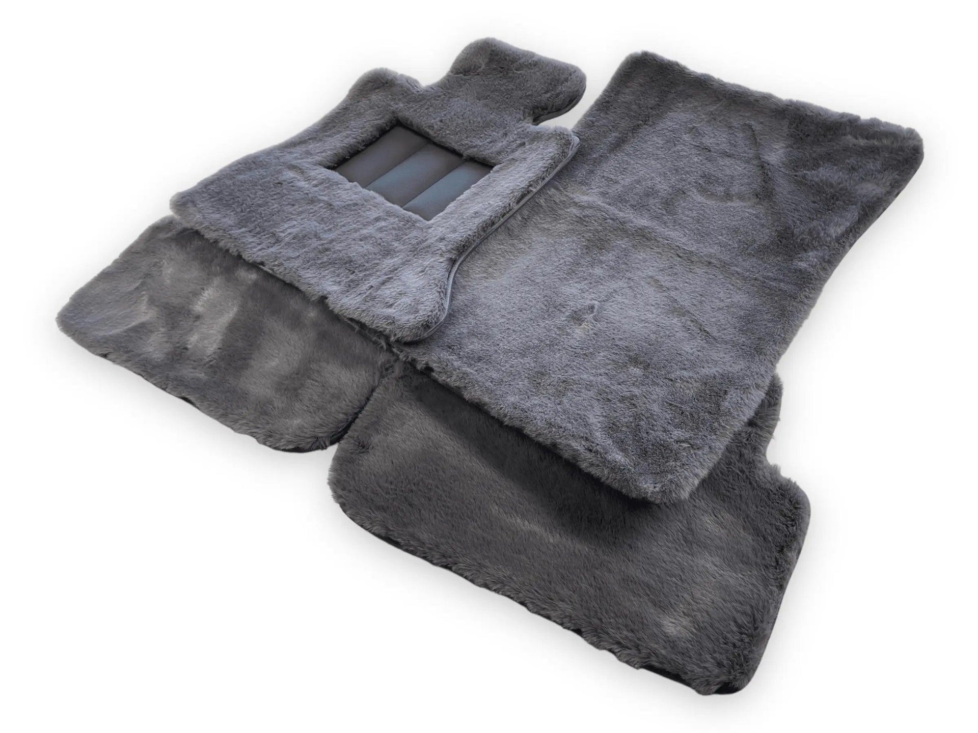 Dark Gray Sheepskin Floor Mats For Bentley Bentayga Design Brand - AutoWin