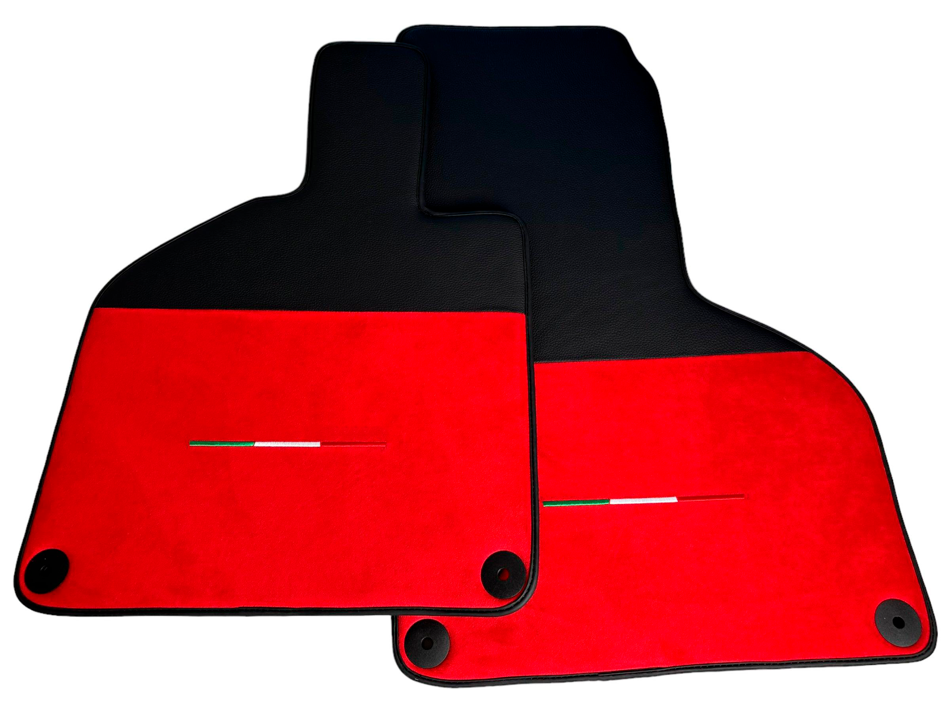 Custom Floor Mats for Lamborghini Huracan Alcantara Red Leather With Huracan Logo
