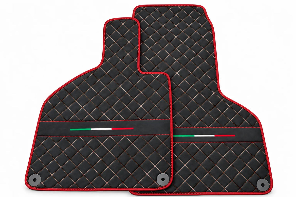 Floor Mats for Lamborghini Huracan Perfomante Alcantara Leather | Italian Flague Red trim