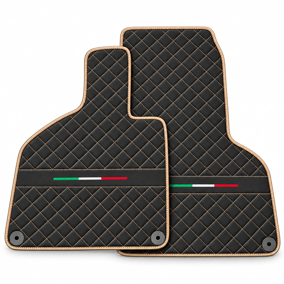 Floor Mats for Lamborghini Huracan Perfomante Alcantara Leather | Italian Flague Beige trim