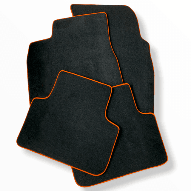 Customizable Floor Mats For Lamborghini Urus Black Tailored With Orange Rounds Carpets - AutoWin