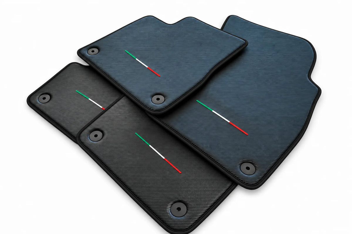 Floor Mats For Lamborghini Urus Carbon Leather Tailored Orange Trim Black trim
