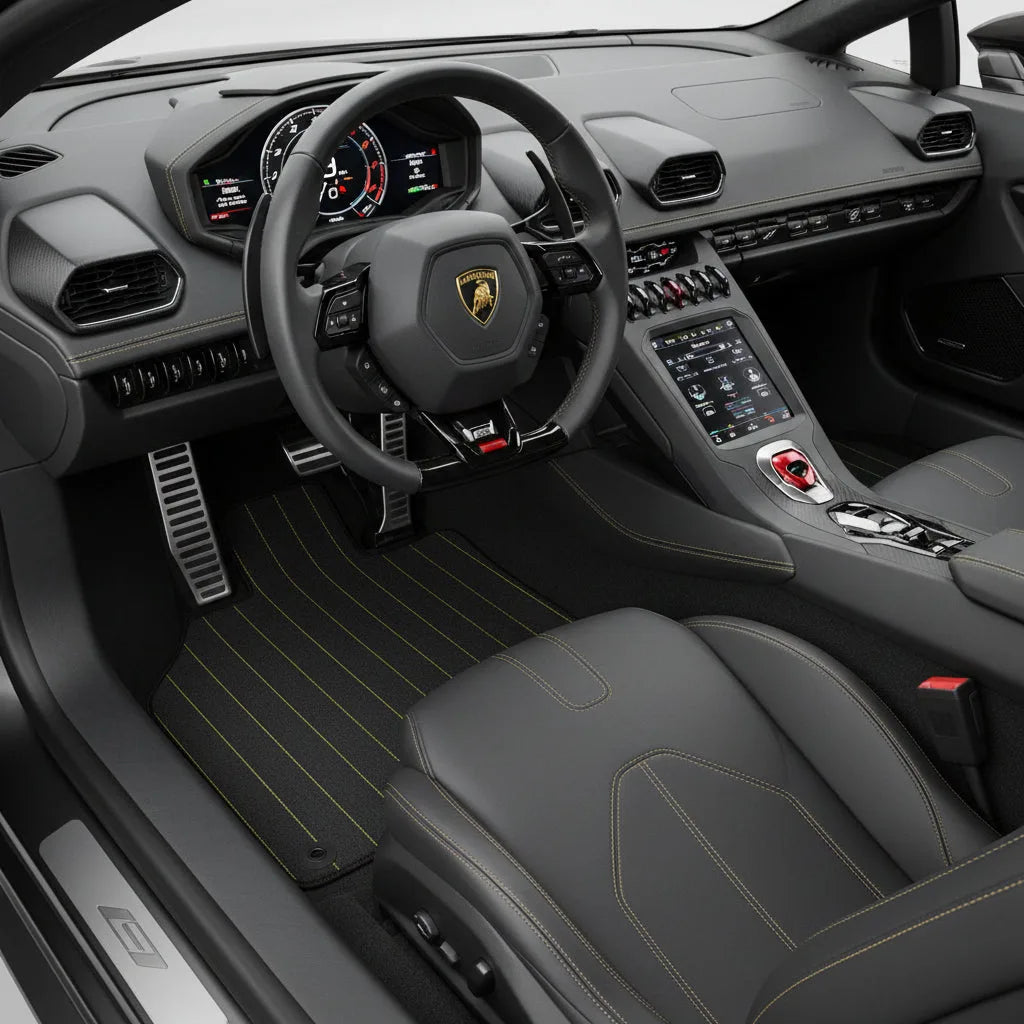 Interior look of floor mats for Lamborghini Huracan Tecnica (2022-2024)