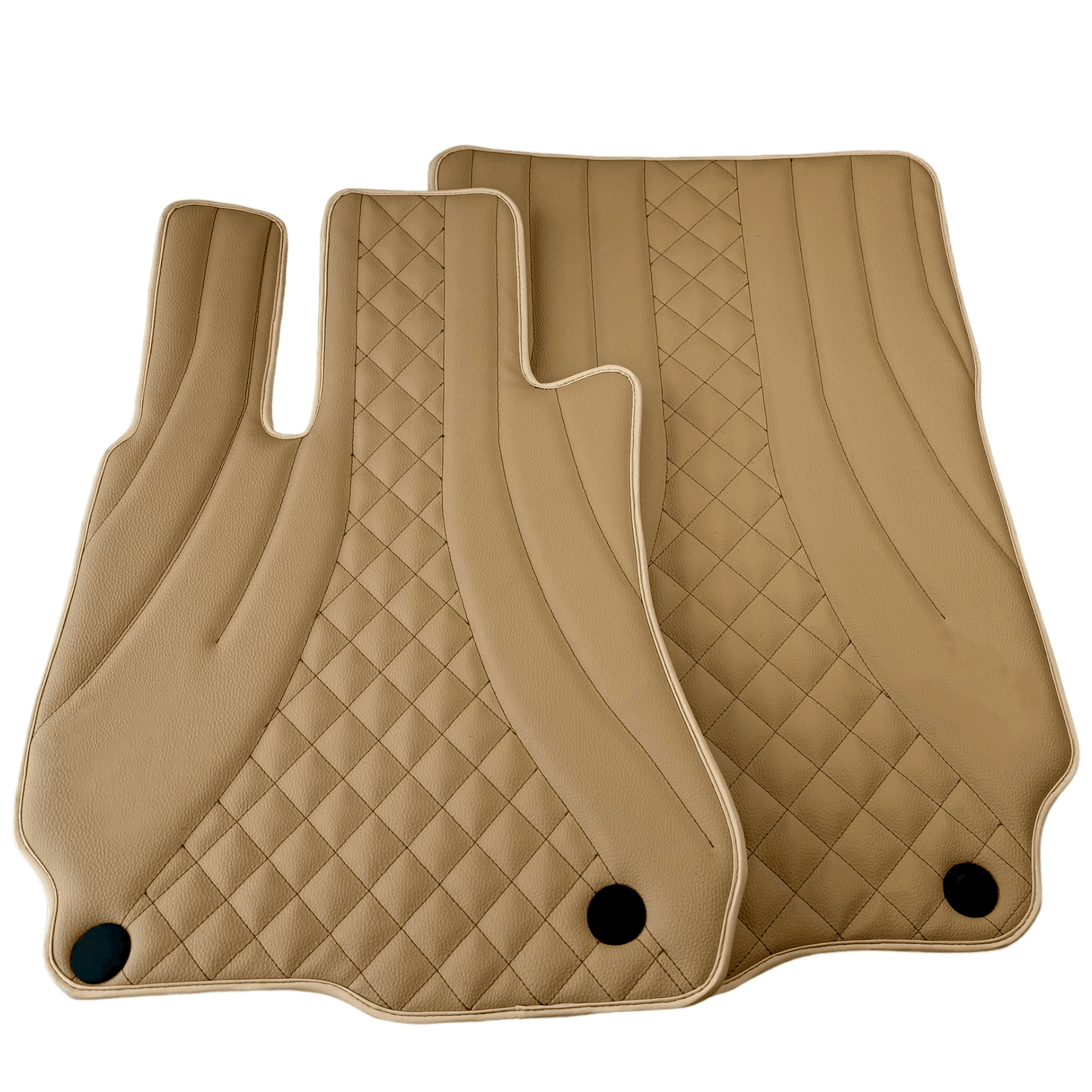 Beige Leather Floor Mats for Mercedes Benz S-Class W221 (2005-2013) Long Wheelbase - NO LOGO - AutoWin