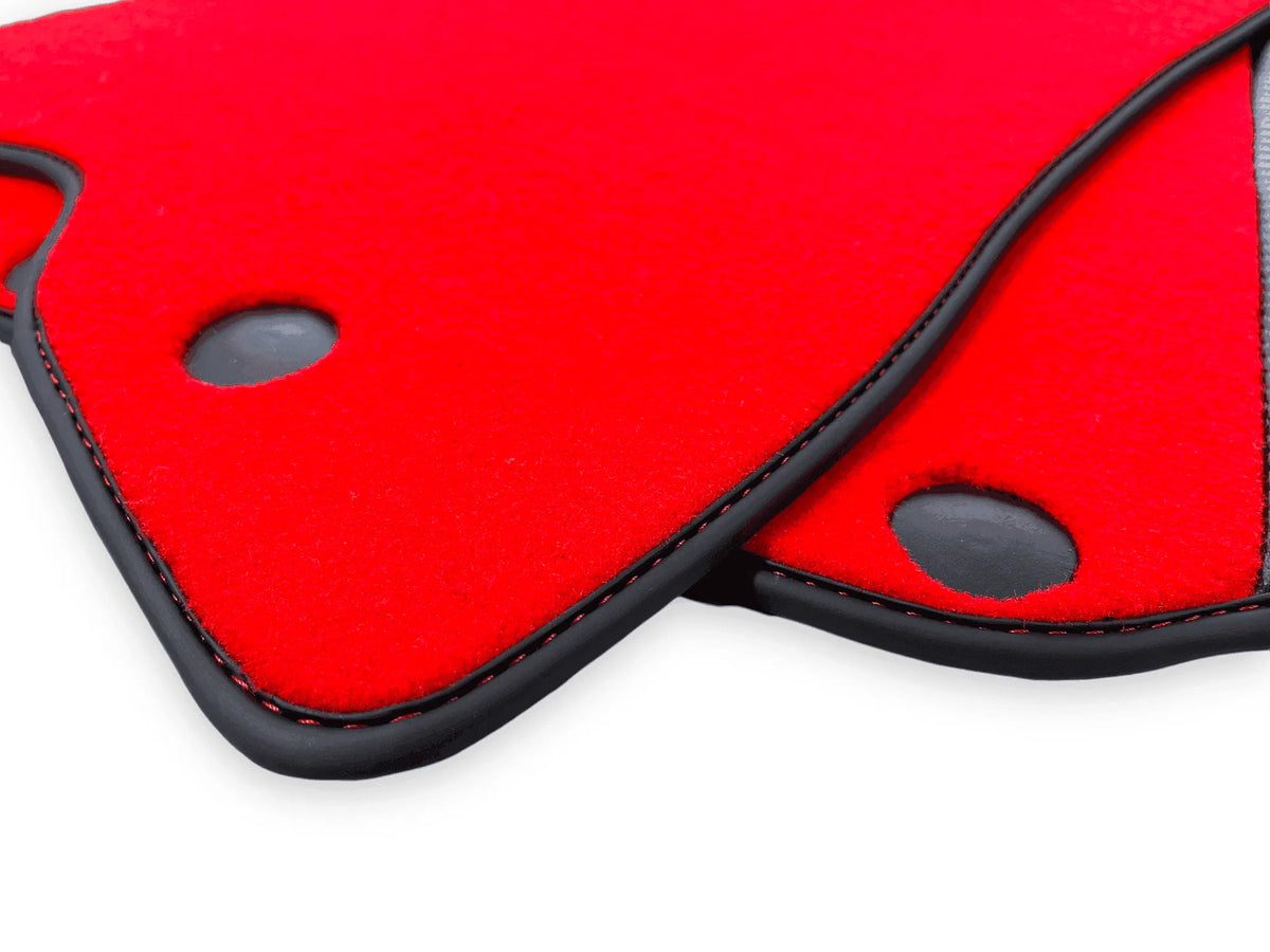 Red Floor Mats For Ferrari F12 Berlinetta (2012-2022) With Carbon Fiber Leather