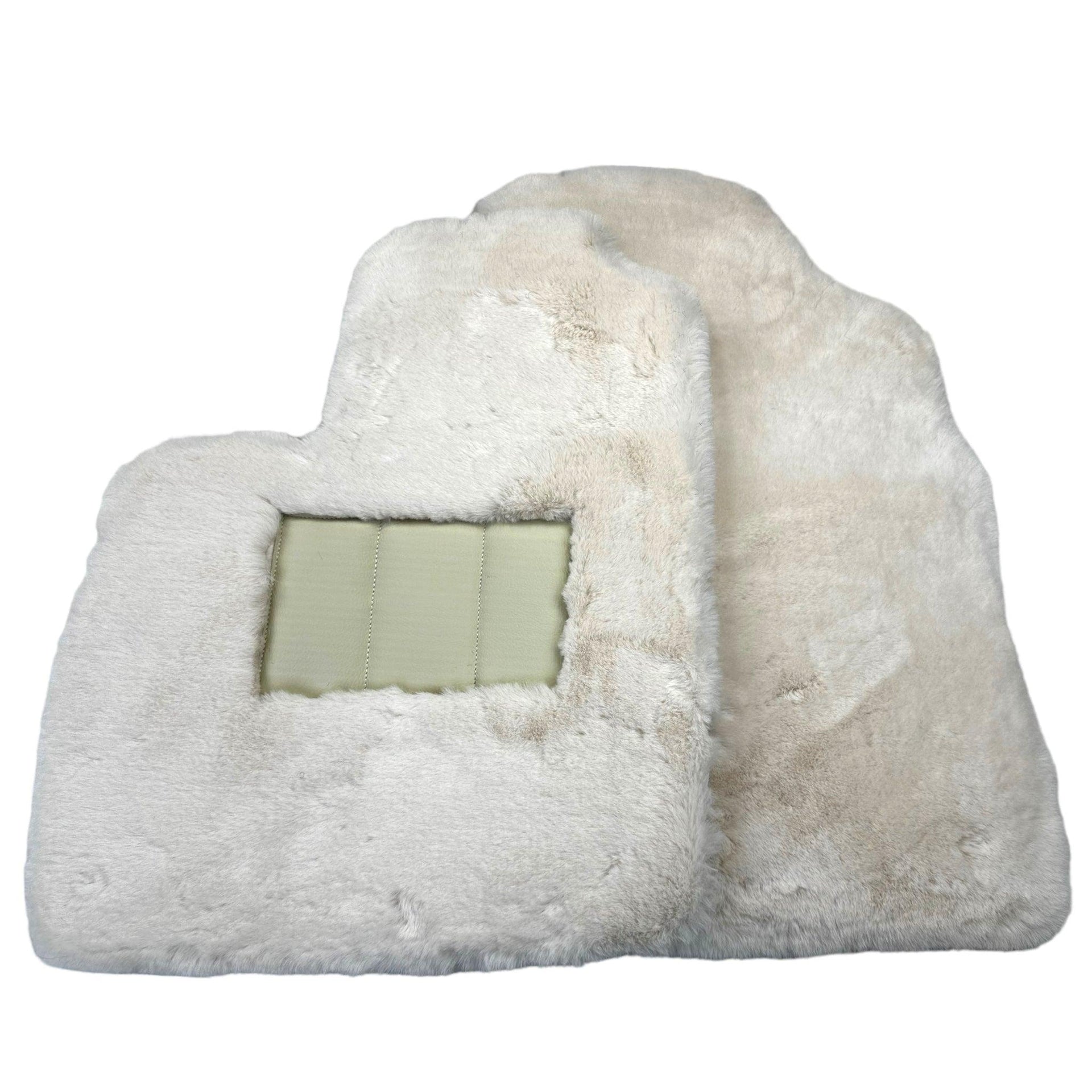 White Sheepskin Floor Mats for Bentley Continental GTC (2011-2018) ER56 Design - AutoWin