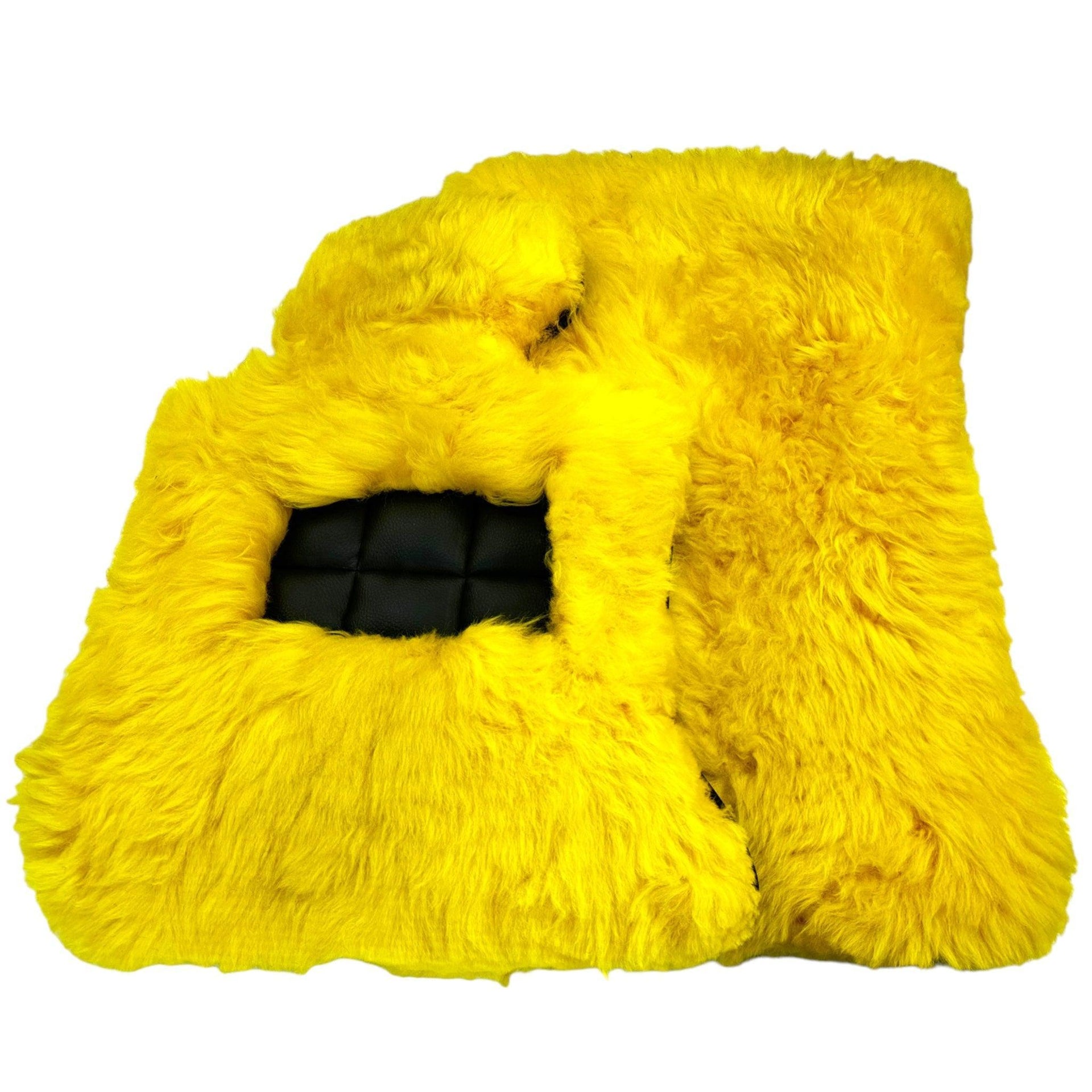 Yellow Sheepskin Floor Mats for Rolls Royce Phantom Drophead Coupe (2007-2016) ER56 Design Brand - AutoWin