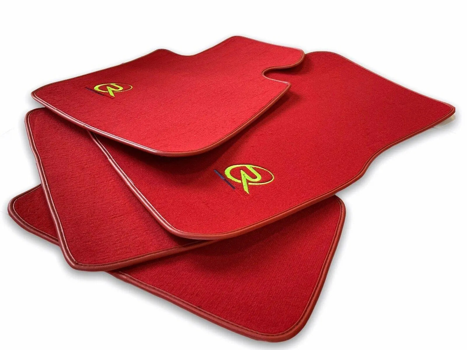 Red Floor Mats For BMW iX (2022-2024) ROVBUT Brand Tailored Set Perfect Fit Green SNIP Collection - AutoWin