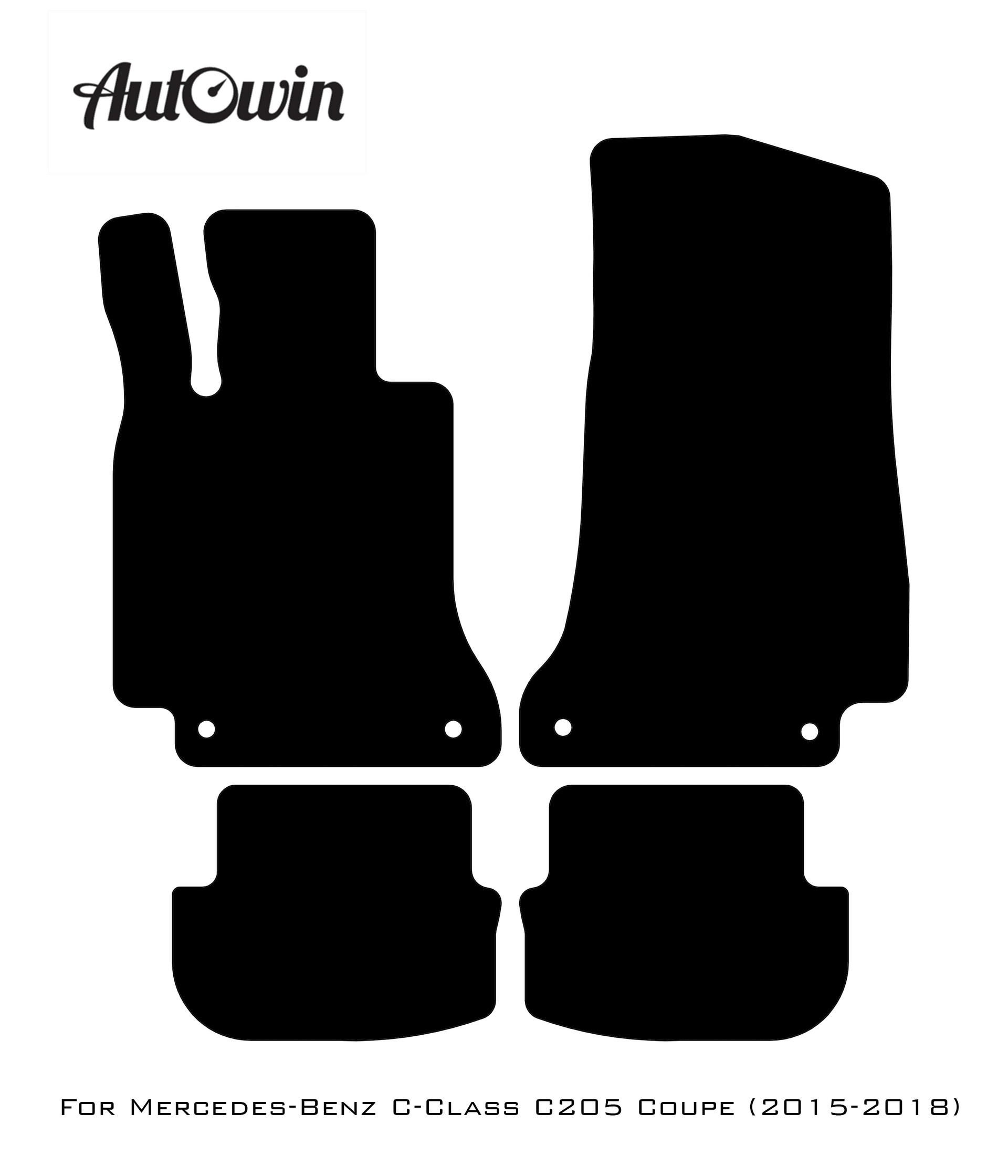 Black Floor Mats For Mercedes Benz C-Class C205 Coupe (2015-2018) | AutoWin Edition - AutoWin