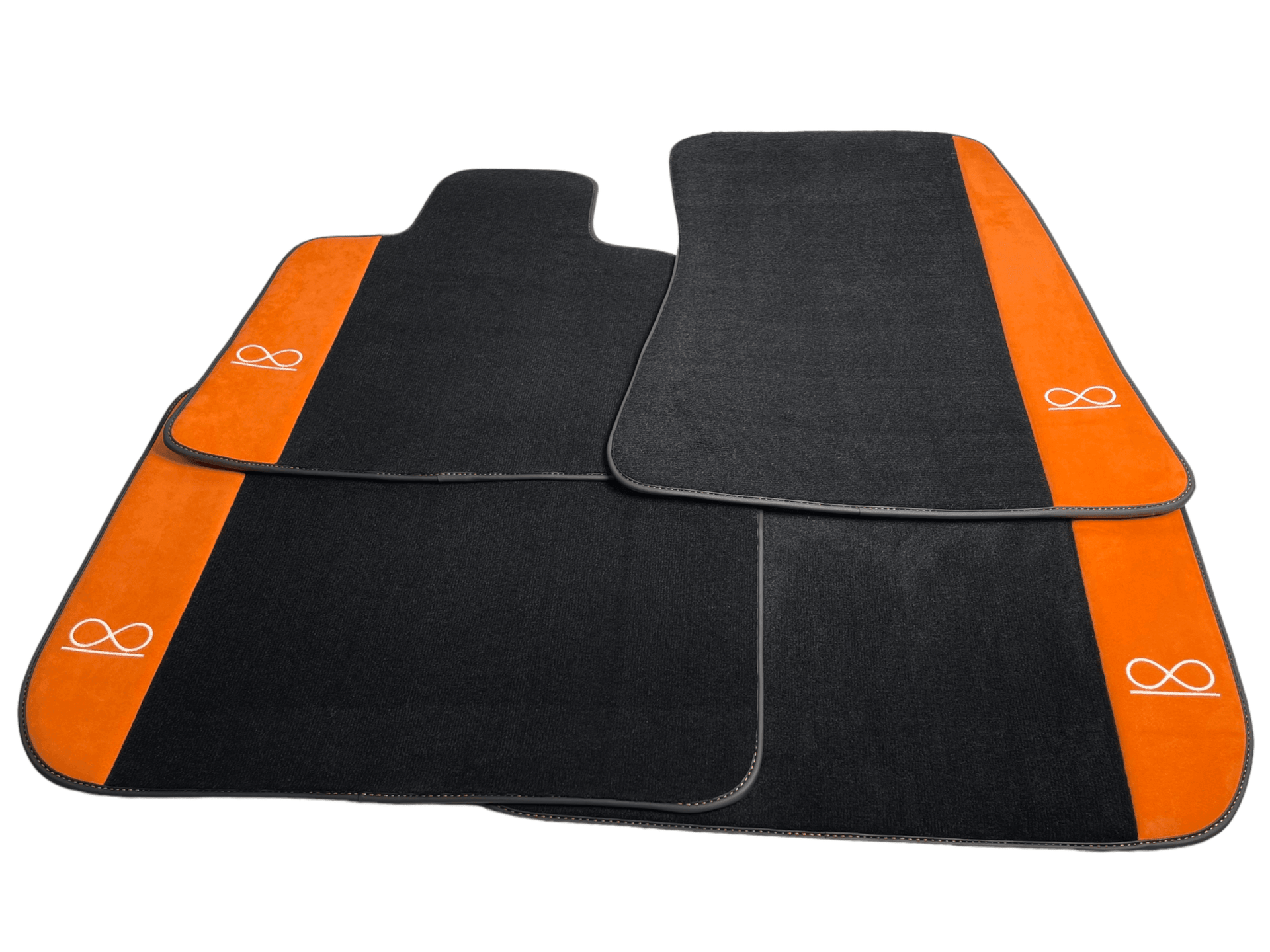 Black Floor Mats For Rolls Royce Black Badge Ghost Orange Alcantara - AutoWin