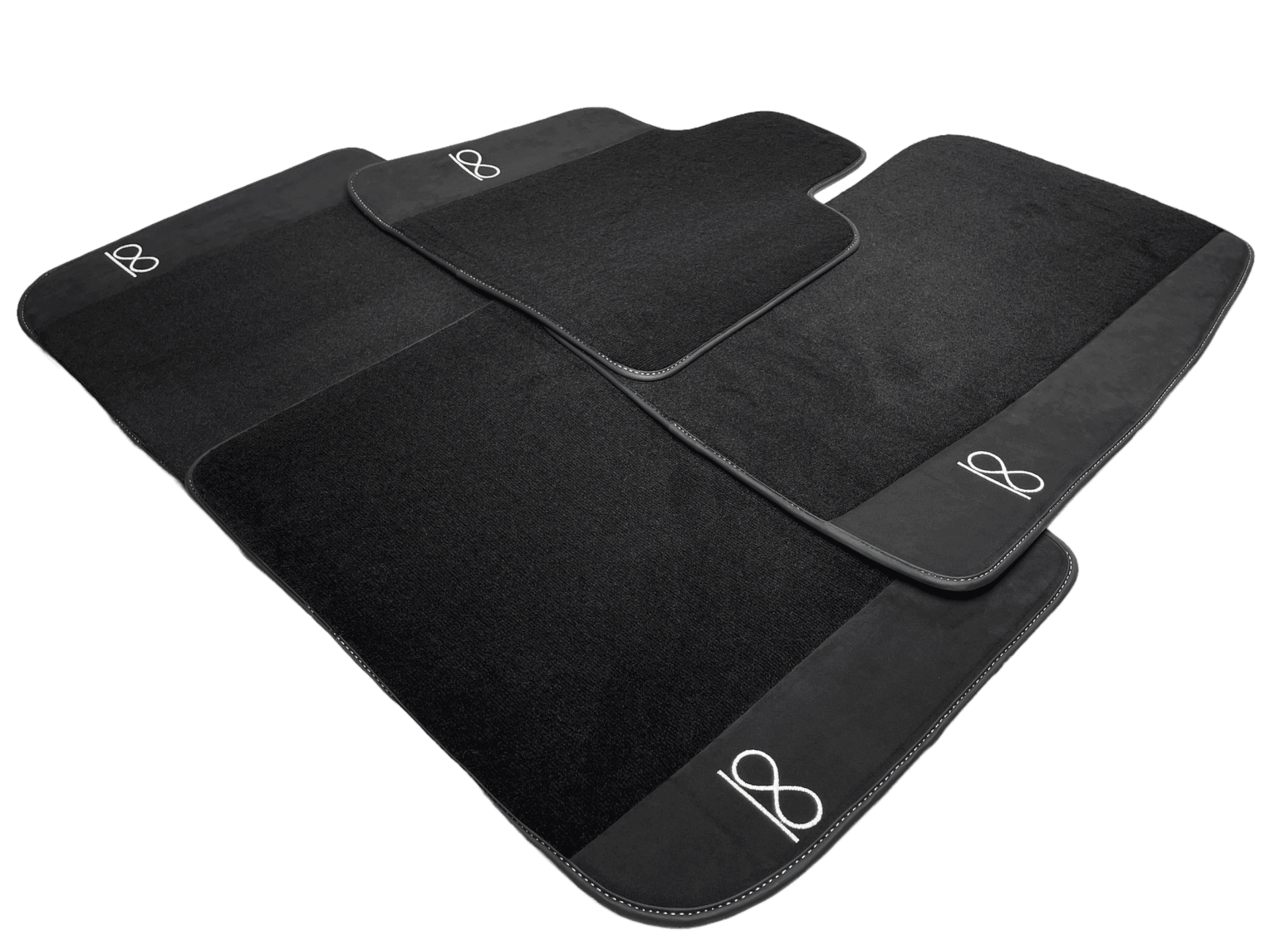 Black Floor Mats For Rolls Royce Black Badge Phantom Drophead Fluorescent Logo - AutoWin