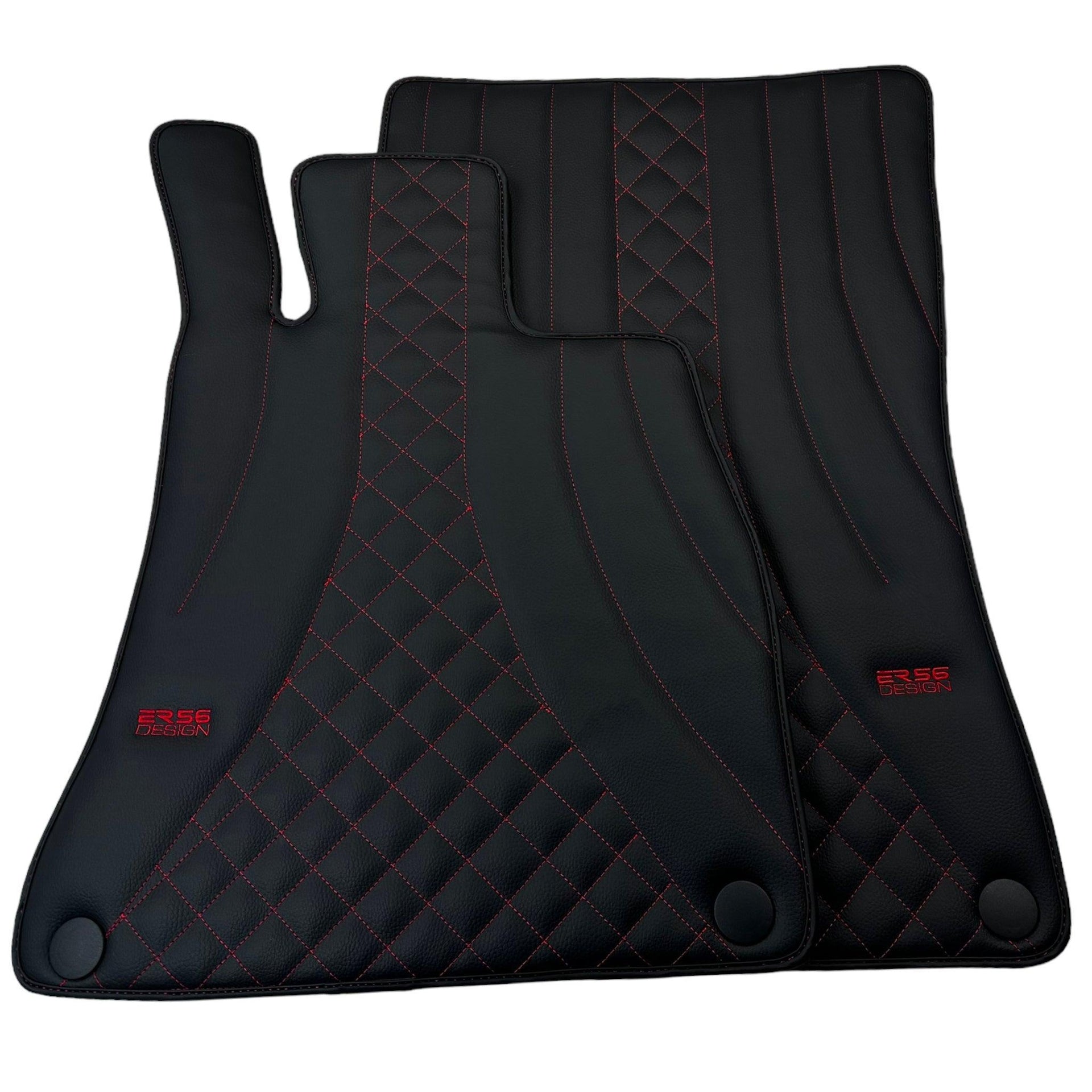 Black Leather Floor Mats For Mercedes Benz GLC-Class C253 Coupe (2020-2023) Hybrid | ER56 Design - AutoWin