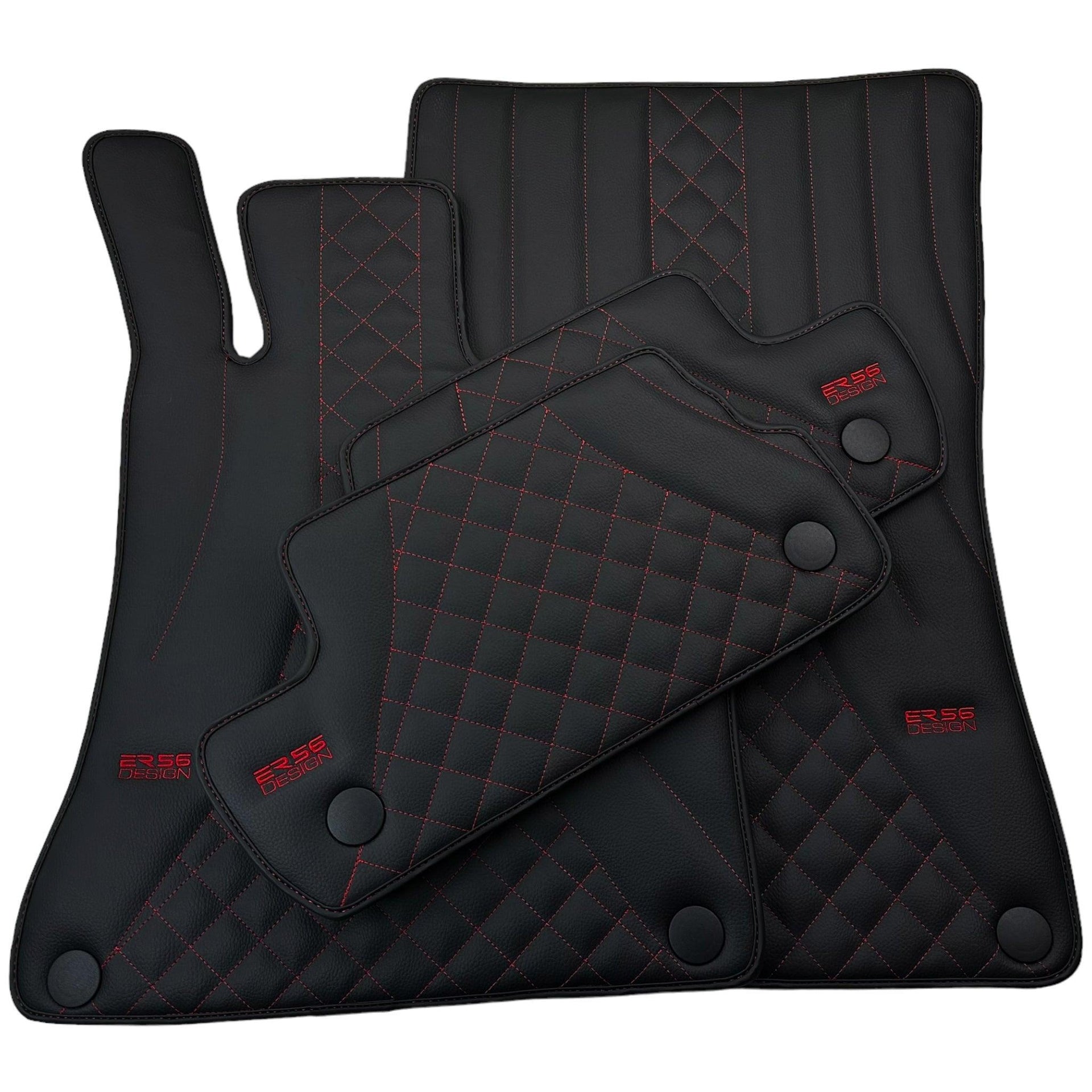 Black Leather Floor Mats For Mercedes Benz S-Class A217 Convertible (2014-2023) | ER56 Design - AutoWin
