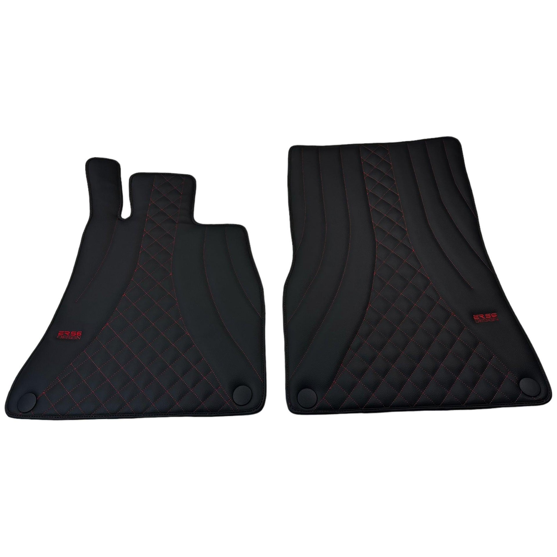 Black Leather Floor Mats For Mercedes Benz S-Class V223 (2021-2023) Hybrid | ER56 Design - AutoWin