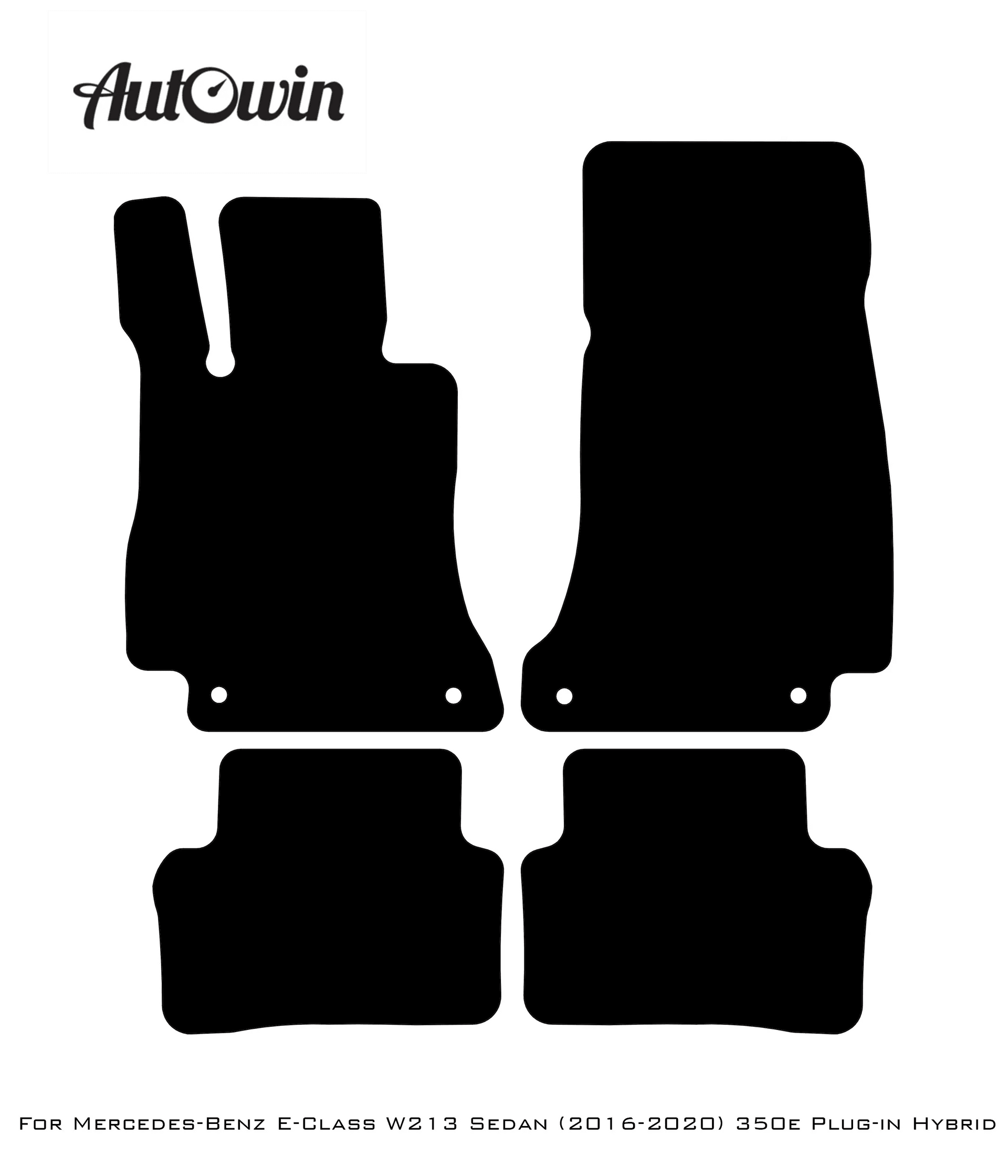 Black Luxury Floor Mats For Mercedes Benz E-Class W213 Sedan (2016-2020) Hybrid | ER56 Design - AutoWin