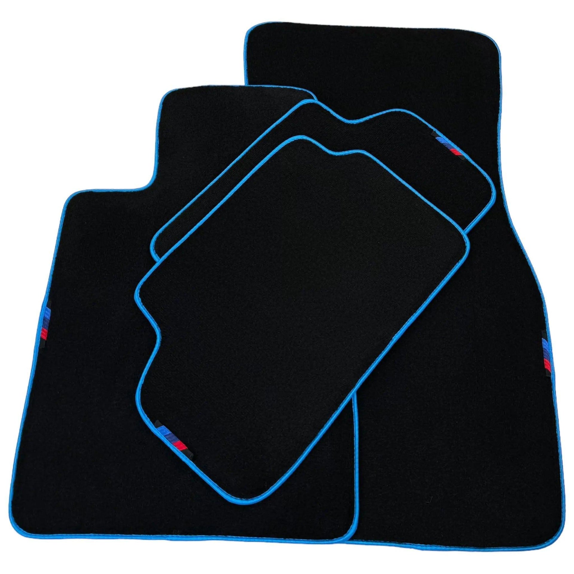 Black Mats For BMW M3 E46 | Sky Blue Trim - AutoWin