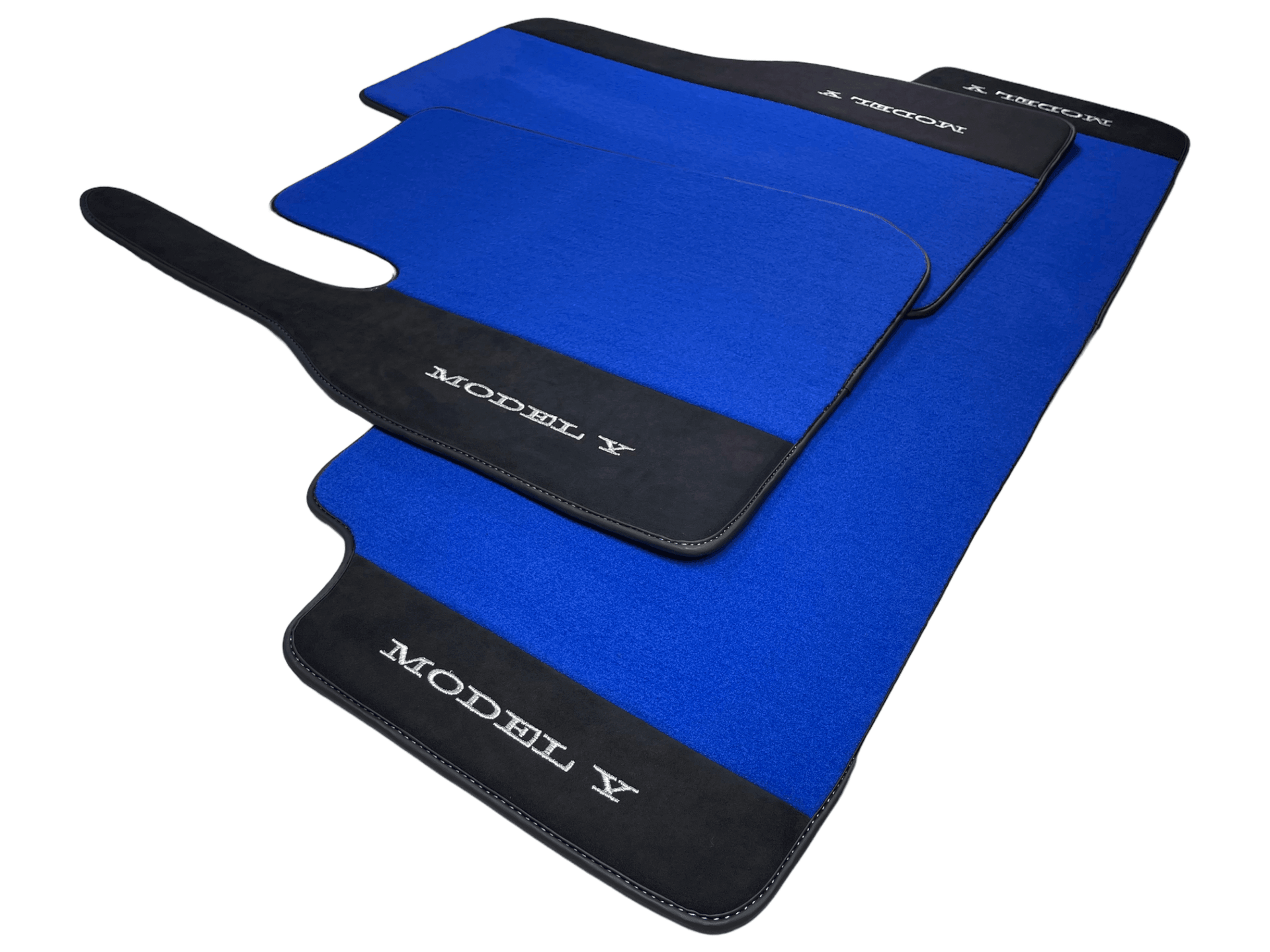 Blue Floor Mats For Tesla Model Y With Alcantara Leather - AutoWin