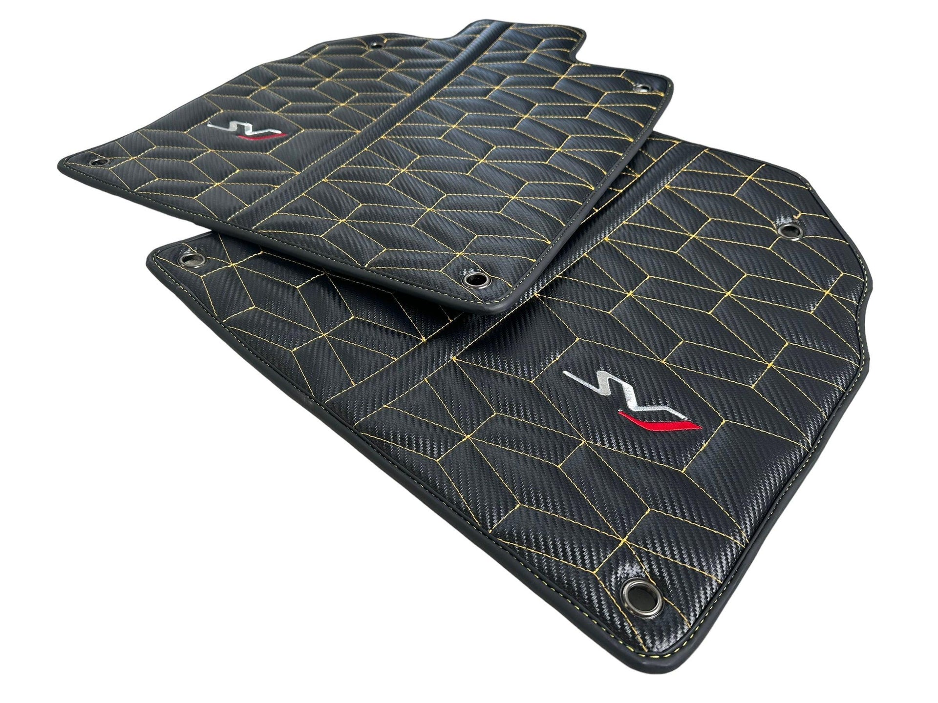 Carbon Leather Floor Mats for Lamborghini Aventador SVJ Limited Edition - AutoWin
