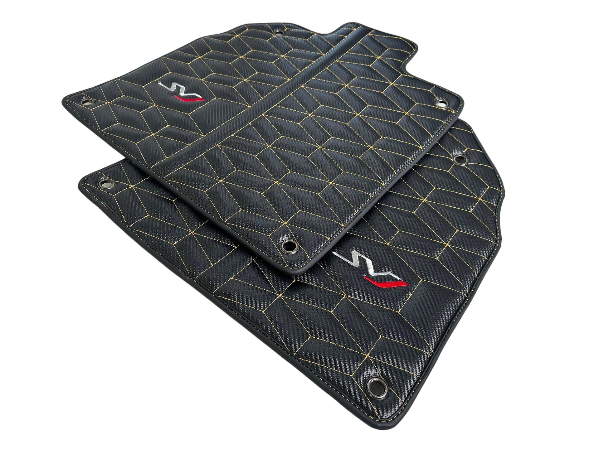 Carbon Leather Floor Mats for Lamborghini Aventador SVJ Limited Edition - AutoWin