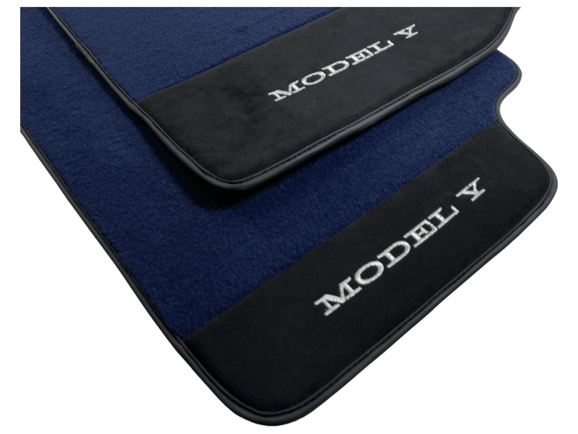 Dark Blue Floor Mats For Tesla Model Y With Alcantara Leather - AutoWin
