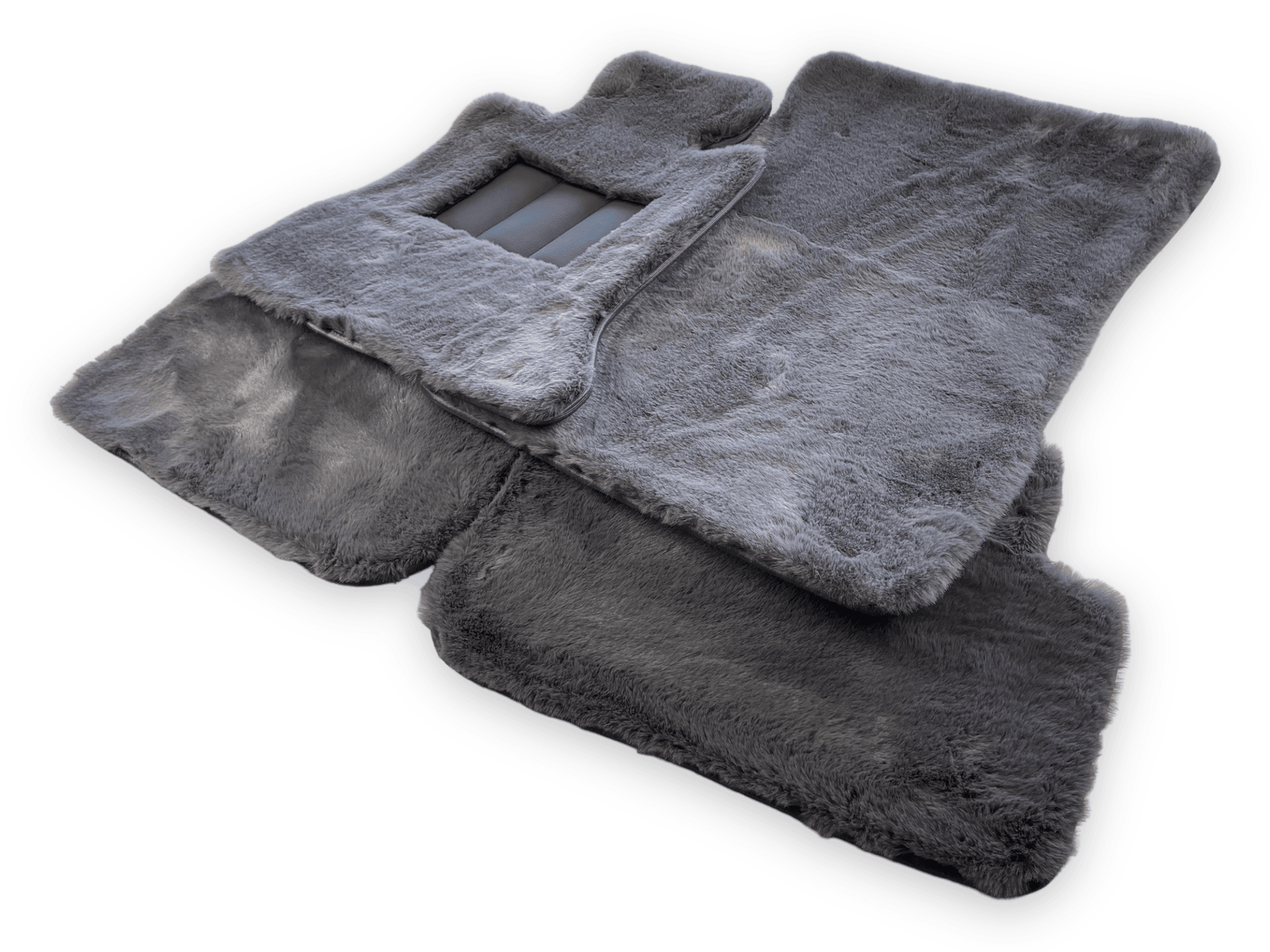 Dark Gray Sheepskin Floor Mats For Rolls Royce Wraith 2013-2023 Er56 Design - AutoWin