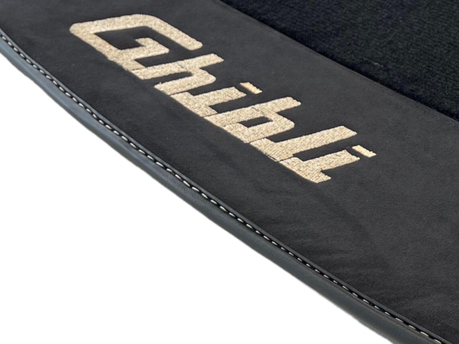 Floor Mats For Maserati Ghibli 2013-2022 Black With Alcantara Leather - AutoWin