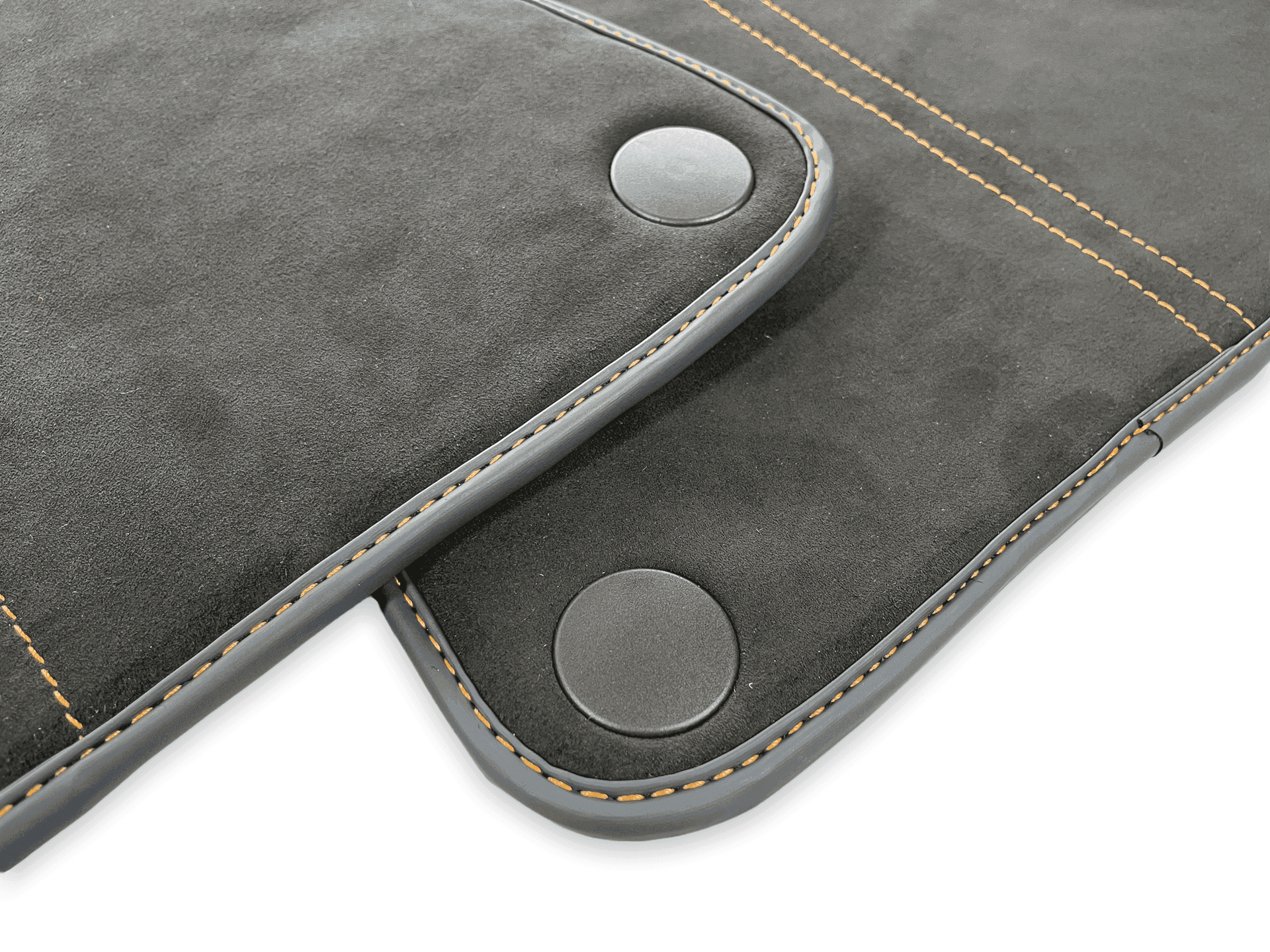 Floor Mats For McLaren 600LT (2018-2020) Alcantara Black Tailored Carpets With Orange Sewing - AutoWin