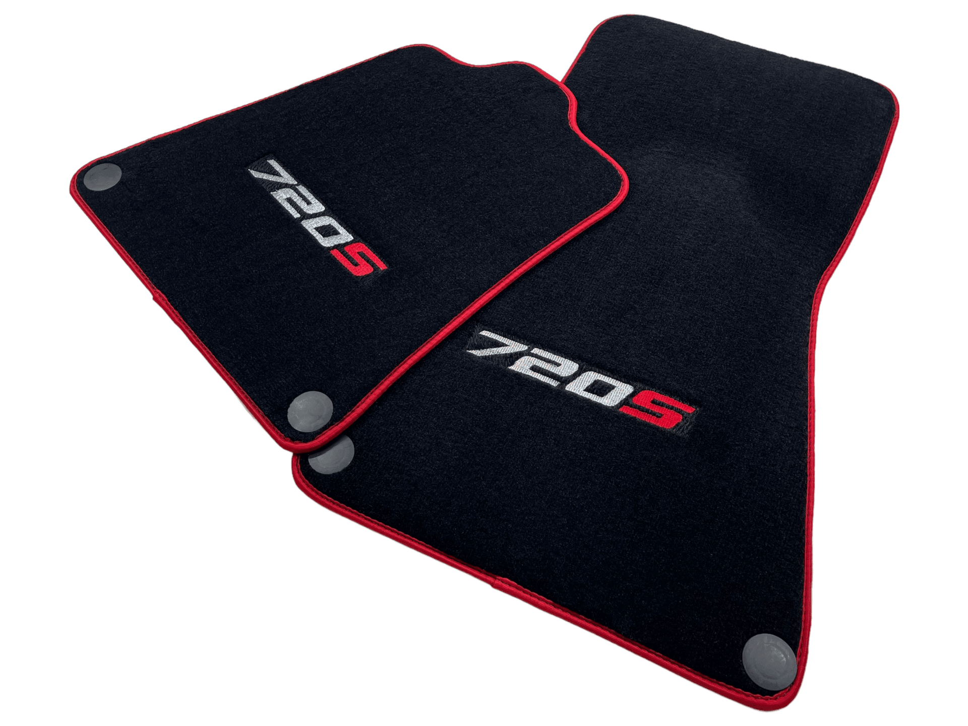 Floor Mats For McLaren 720S Black Tailored With Red Trim - AutoWin