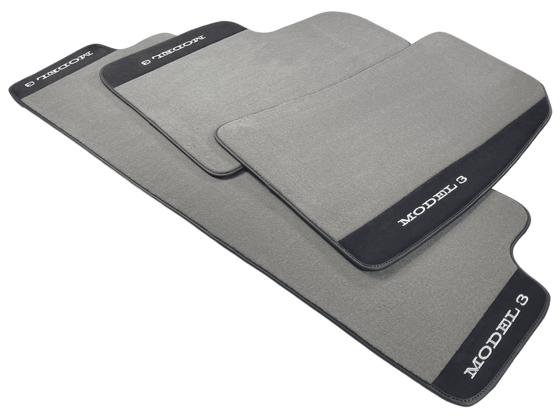 Gray Floor Mats For Tesla Model 3 With Alcantara Leather - AutoWin