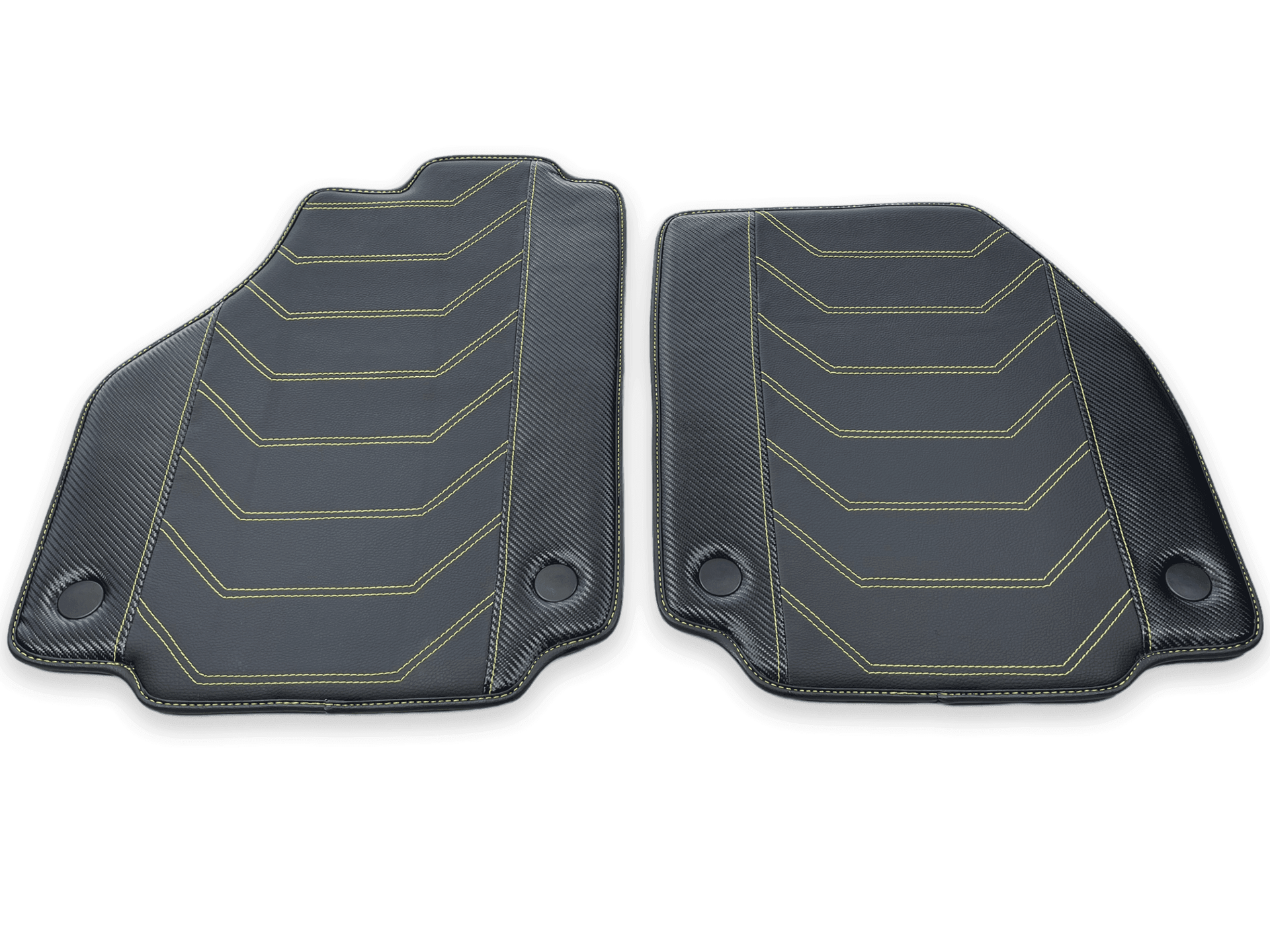 Leather Floor Mats For Ferrari 458 Italia 2009-2015 Black With Yellow Sewing - AutoWin