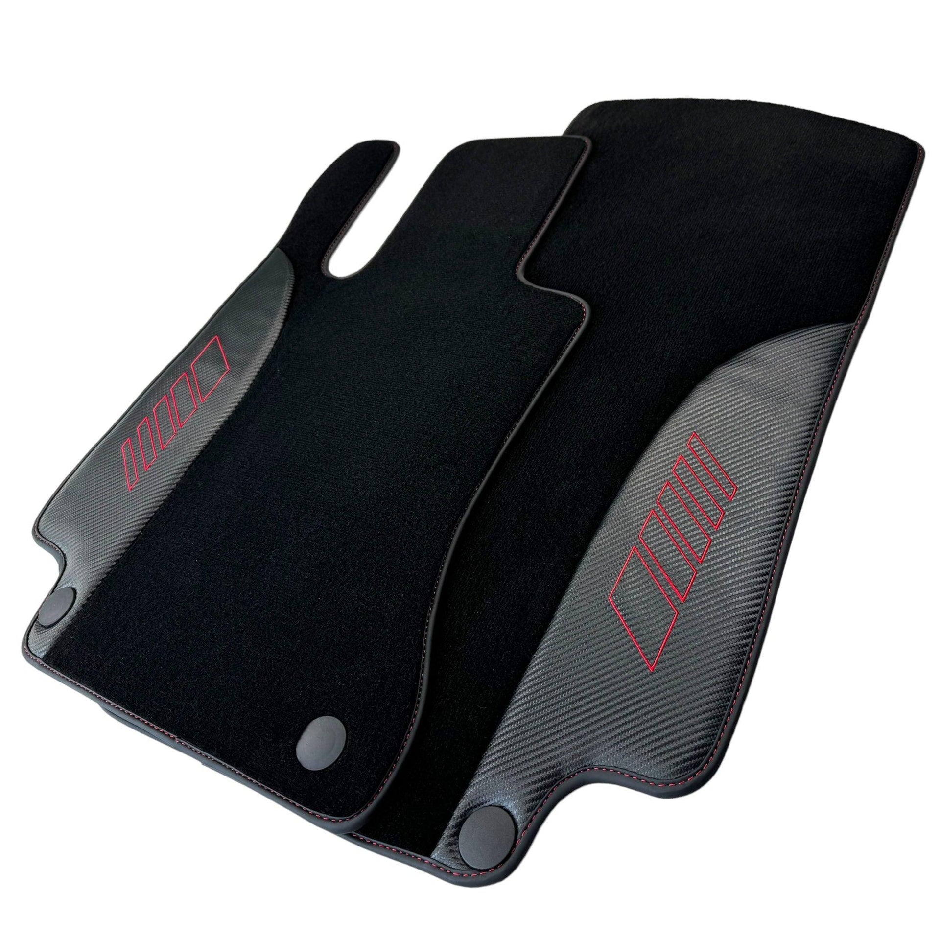 Black Floor Mats for Mercedes Benz C-Class W205 Sedan with Carbon Fiber | AutoWin Edition - AutoWin