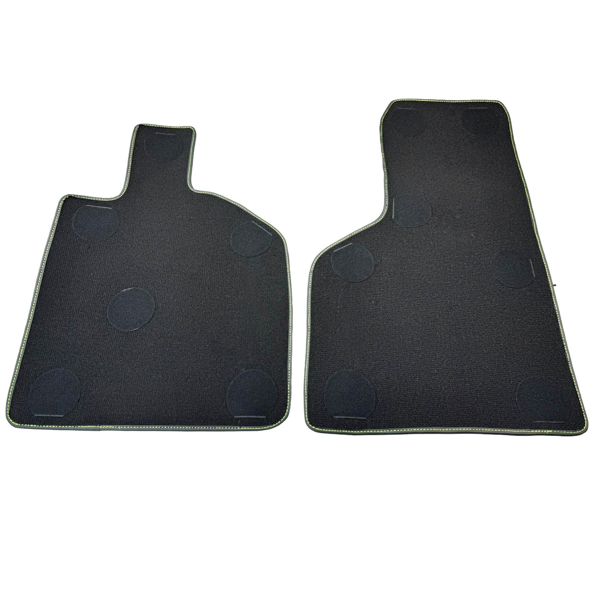 Black Floor Mats for Lamborghini Huracan Tecnica with Alcantara Leather | Green Edition - AutoWin
