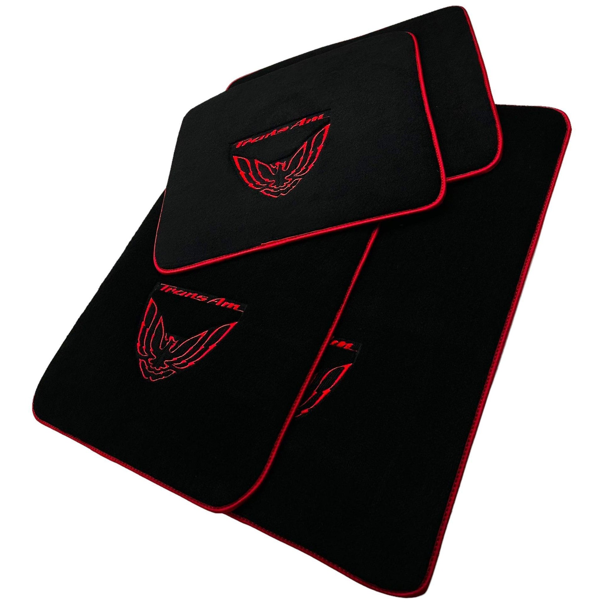 Black Floor Mats Red Trim for Pontiac FireBird (1970-1981) Trans Am - AutoWin