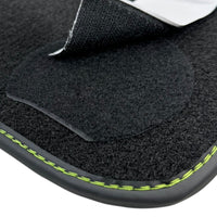 Black Floor Mats for Lamborghini Huracan Tecnica with Alcantara Leather | Green Edition - AutoWin